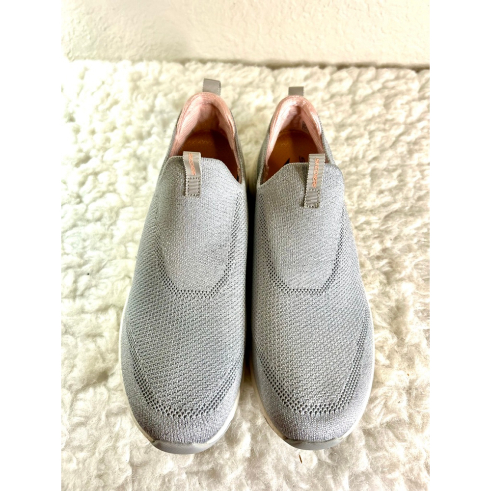 Skechers Arch Fit-Keep It Up slip-on shoes in a gray knit fabric women size 10